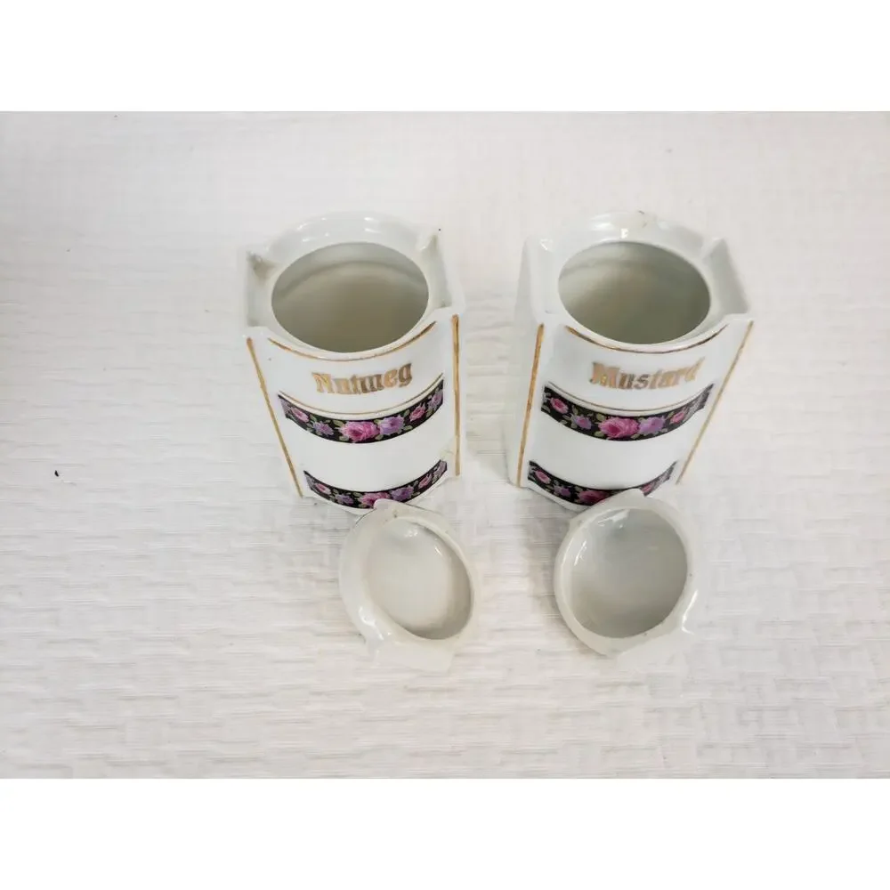 Antique Artikel 2388 German Porcelain Lusterware Canisters Set of 3